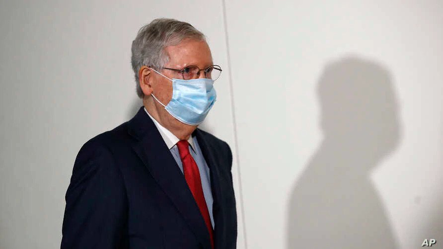Mitch McConnell wearing a mask